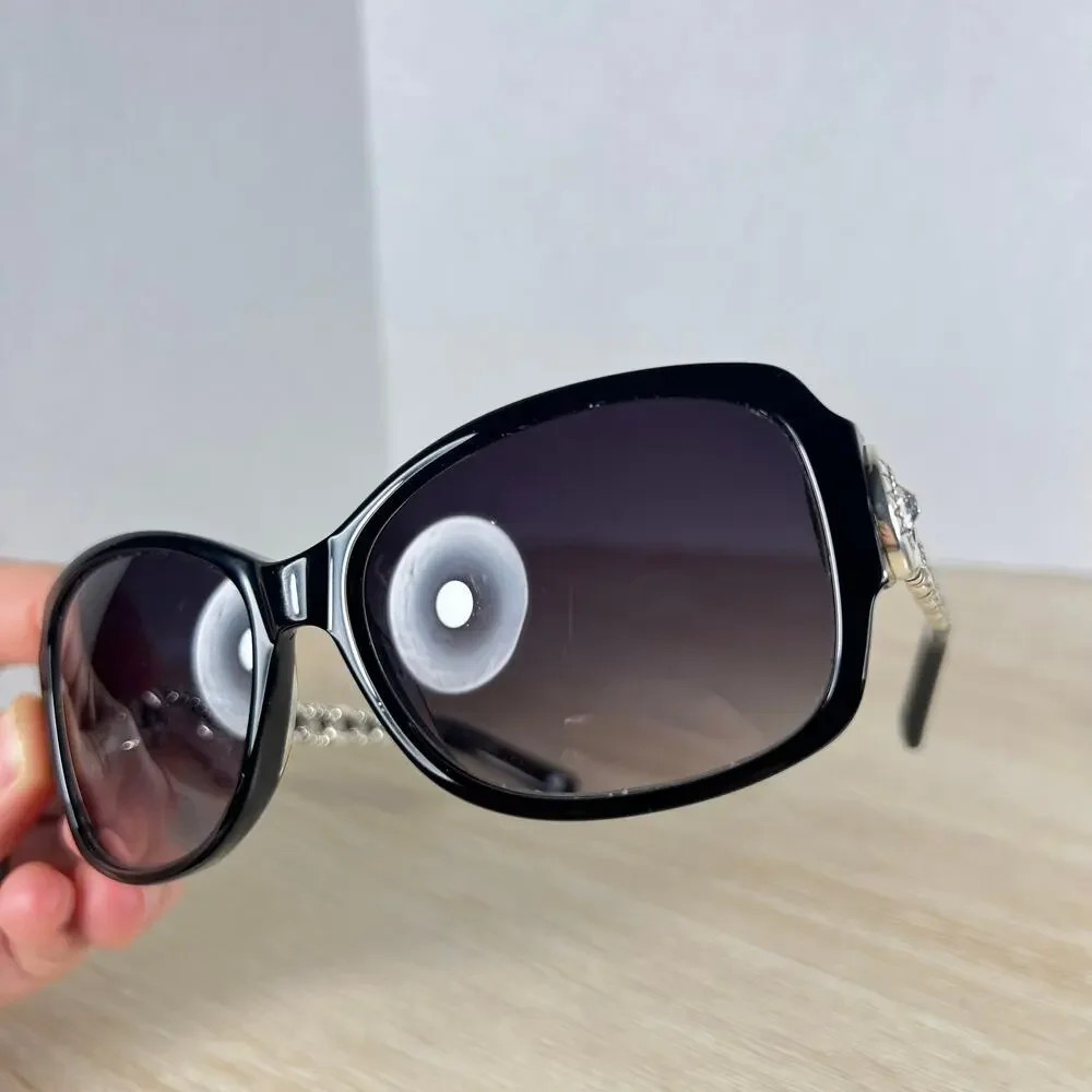 Brighton A12393-125 Fortino Sunglasses Black Silver Chain Link 56-15